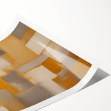 Abstract strokes wall art print showcasing vibrant colors of blue, orange, and yellow, rolled for easy transport and display, perfect for modern home decor.