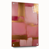 Abstract strokes wall art displayed from the side, showcasing vibrant colors and intricate patterns on acrylic glass, secured with stylish pins for modern decor.