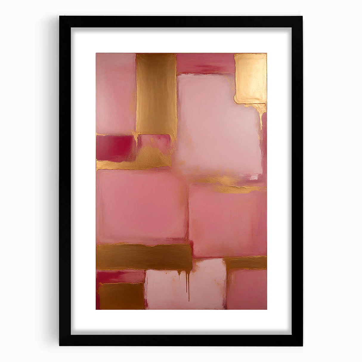 Abstract wall art featuring bold, colorful strokes in a modern design, framed with a sleek black mat, ideal for contemporary home decor.