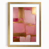 Abstract wall art featuring elegant gold and white strokes in a minimalist design, framed with a mat, ideal for modern home decor or office environments.