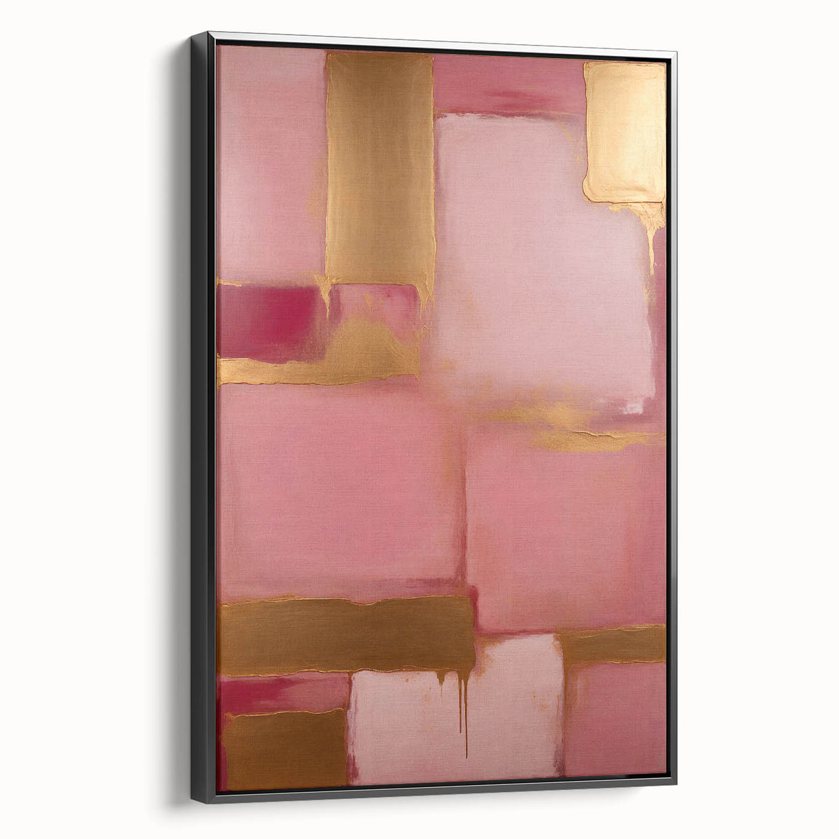Framed abstract strokes wall art in black, showcasing dynamic brush patterns on canvas, perfect for modern home decor. Side view highlights its elegant frame.