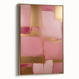 Framed abstract strokes wall art in gold tones, showcasing a modern design on canvas, displayed from a side view against a neutral background, perfect for contemporary decor.