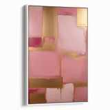 Framed canvas wall art featuring abstract strokes in soft white and pastel colors, ideal for modern decor, showcasing a side view with a sleek frame.