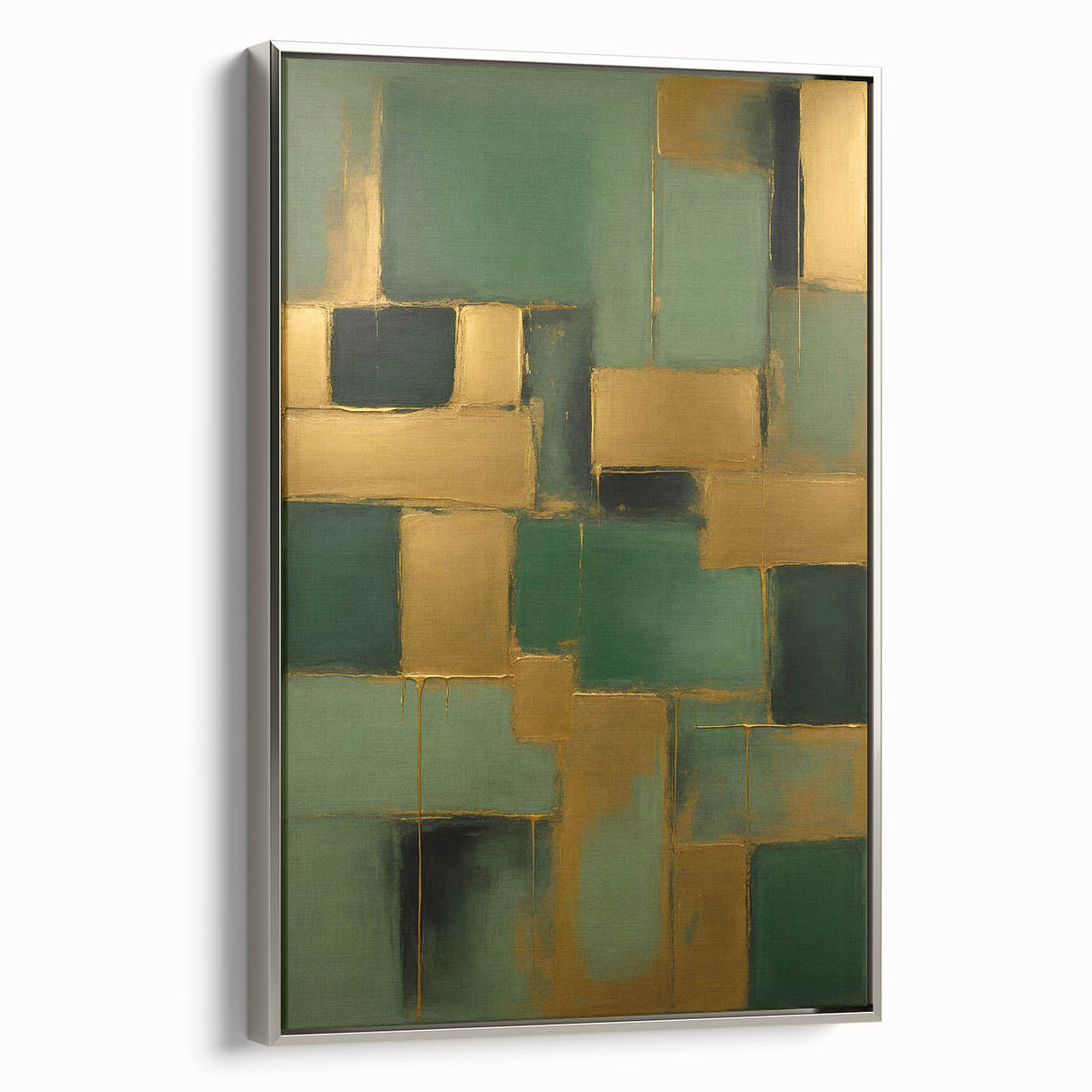 Framed canvas wall art showcasing abstract strokes in silver tones, elegantly displayed from a side view to highlight its contemporary design and sleek finish.