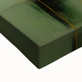 Close-up of vibrant abstract strokes wall art on stretched canvas showcasing bold colors like blue, yellow, and red, ideal for contemporary home decor.