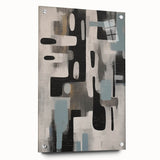 Abstract strokes wall art displayed in a side view, highlighting vibrant colors and smooth acrylic glass finish, secured with stylish pins for an elegant presentation.