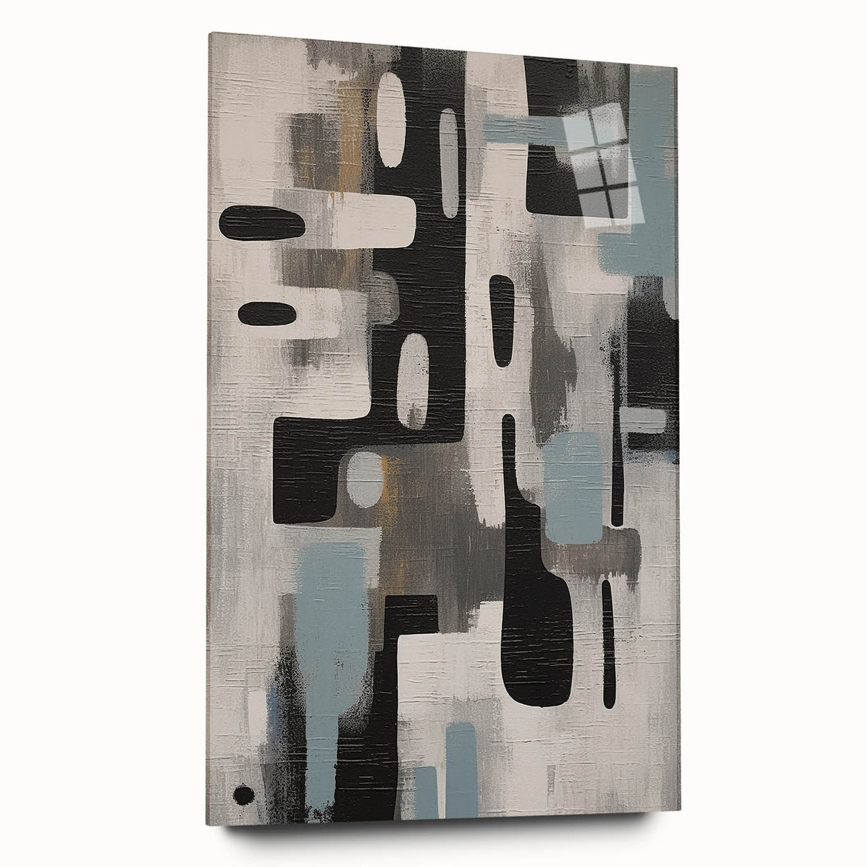 Abstract strokes wall art displayed in a sleek acrylic frame, showcasing vibrant colors and dynamic patterns, perfect for modern home decor.