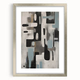 Abstract strokes wall art in a silver frame, featuring a modern design with vibrant colors and a mat, perfect for contemporary home decor.