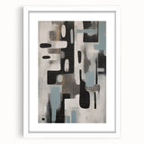 Abstract strokes wall art framed in white, showcasing vibrant colors and dynamic shapes, perfect for modern home decor. Enhances any living space with a contemporary touch.