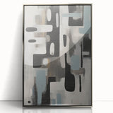 Framed abstract strokes wall art featuring silver accents, perfect for modern decor. This elegant piece adds a touch of sophistication to any room.