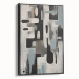 Framed abstract strokes wall art showcasing dynamic black and white brushstrokes on canvas, emphasizing modern artistic flair in a chic side view. Perfect for contemporary home decor.