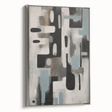 Framed abstract strokes wall art in silver, showcasing dynamic brushwork and vibrant colors, enhancing modern decor with a stylish side view. Perfect for contemporary home aesthetics.