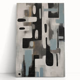 Abstract strokes wall art on stretched canvas, showcasing vibrant blue, orange, and yellow hues. Ideal for modern decor, adding a pop of color and creativity to any space.