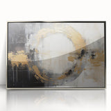 Framed abstract strokes wall art in silver acrylic, showcasing vibrant colors and dynamic patterns, perfect for modern home decor. Ideal for enhancing living spaces.