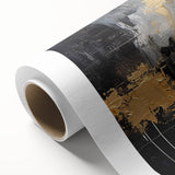 Abstract wall art on rolled canvas showcasing vibrant strokes in shades of blue, green, and gold, ideal for modern home decor. Perfect for enhancing interior spaces with a touch of creativity.