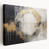 Abstract strokes wall art on stretched canvas showcasing vibrant hues of blue, pink, and gold, ideal for modern home decor and artistic interiors.