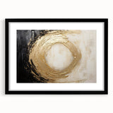 Abstract wall art featuring vibrant black strokes on a white background, framed with a stylish black mat, perfect for modern home decor. Ideal for enhancing living spaces.