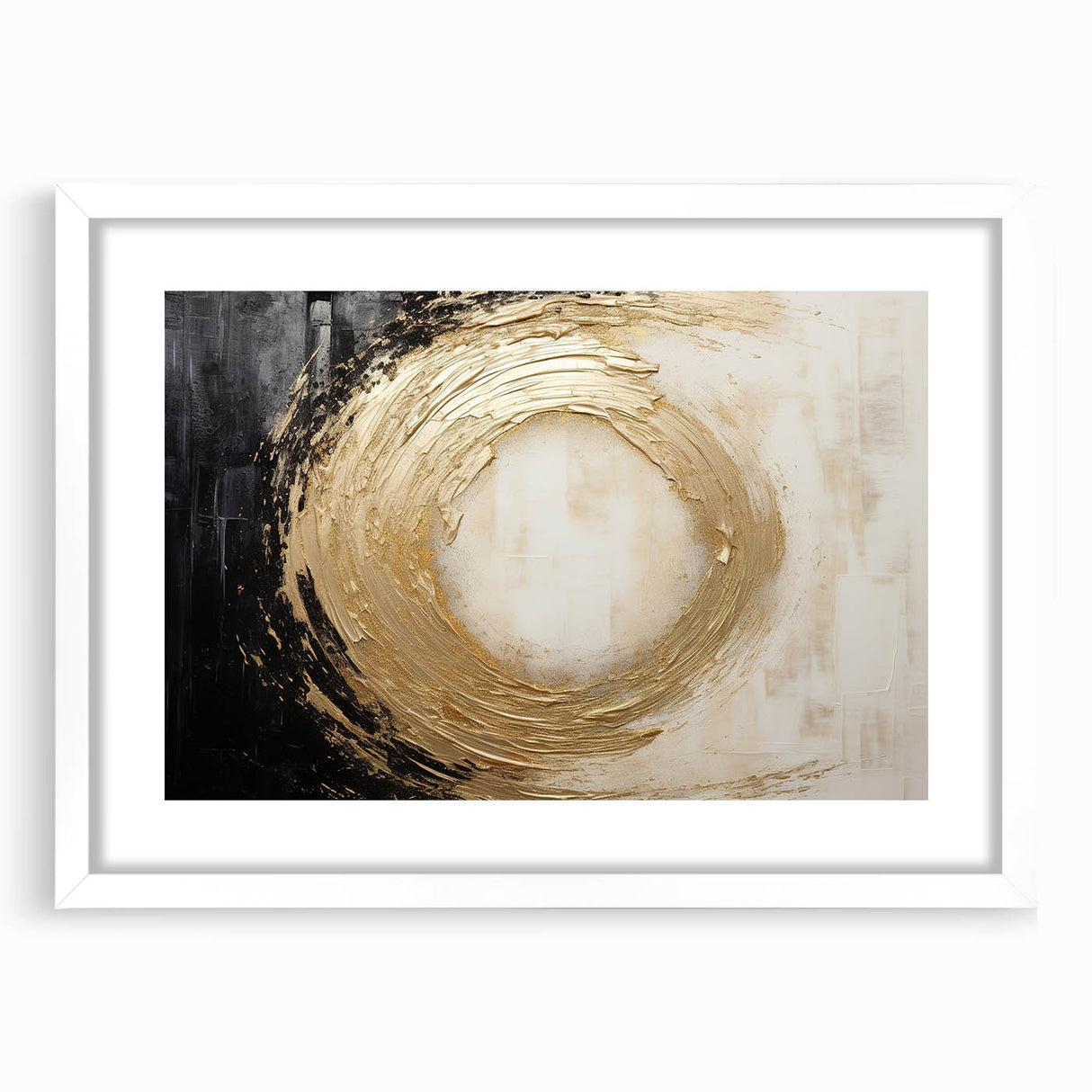 Abstract wall art featuring vibrant strokes in various colors, framed in white with a mat, displayed from the front. Perfect for modern home decor.