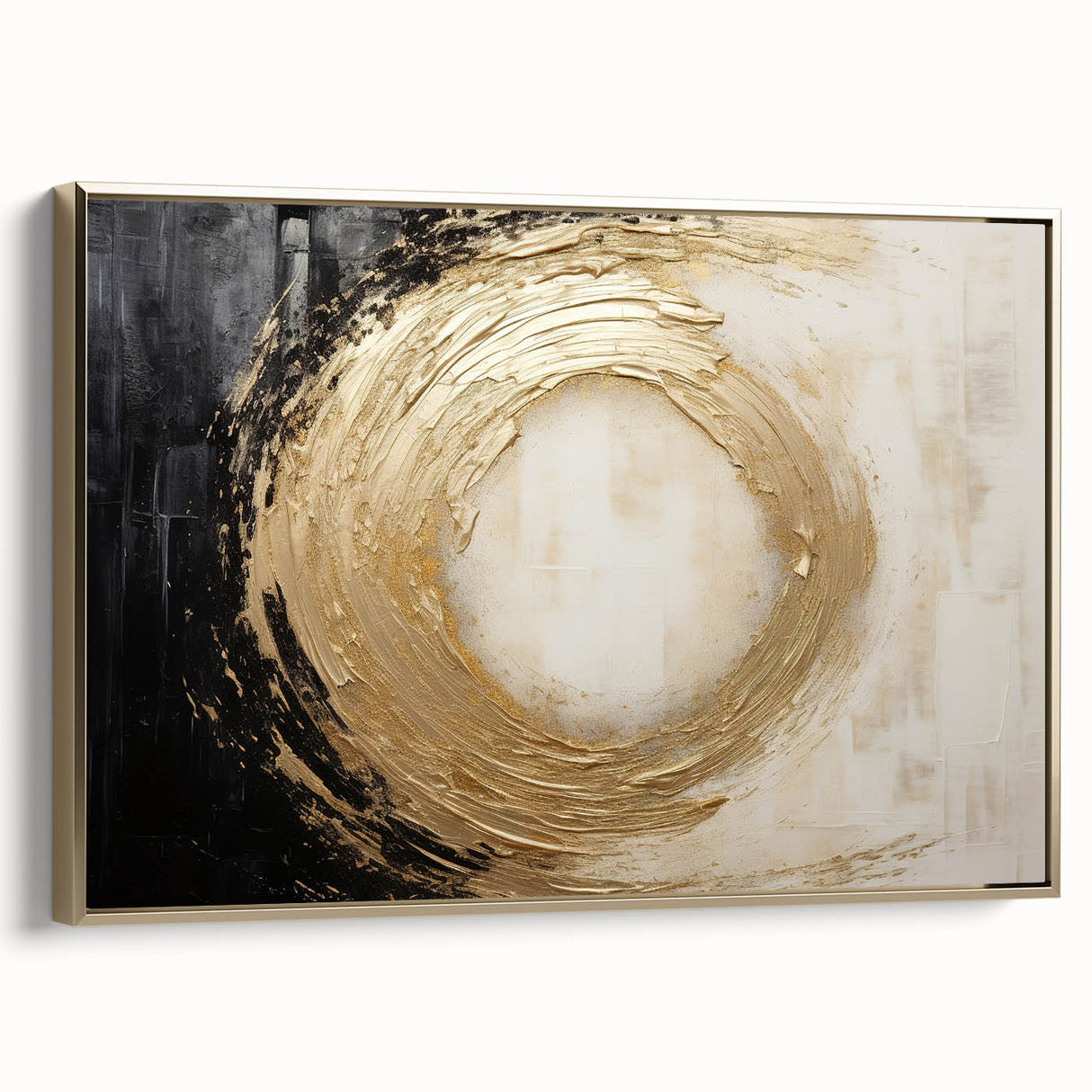 Abstract strokes wall art in a gold frame, showcasing rich textures and elegant design elements, perfect for modern home decor. Ideal for art enthusiasts seeking sophistication.
