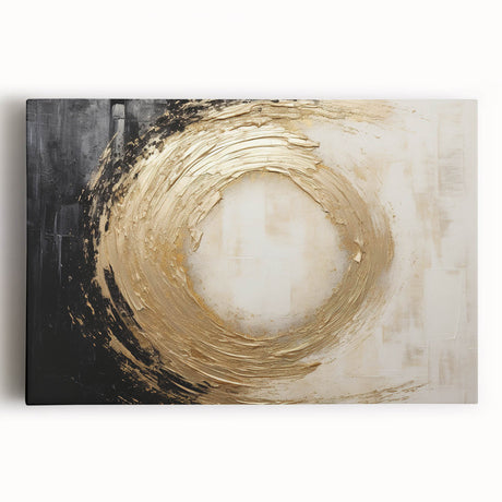 Abstract canvas wall art featuring vibrant strokes in shades of blue, orange, and yellow, mounted on a sturdy frame, ideal for modern home decor.