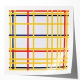Modern Wall Art: Bold Geometric Grid Design in Primary Colors