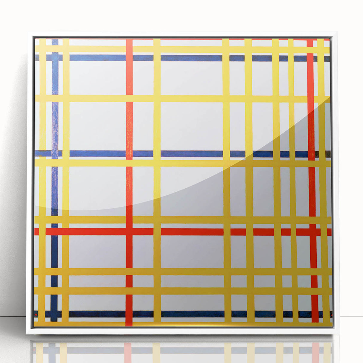 Modern Wall Art: Bold Geometric Grid Design in Primary Colors