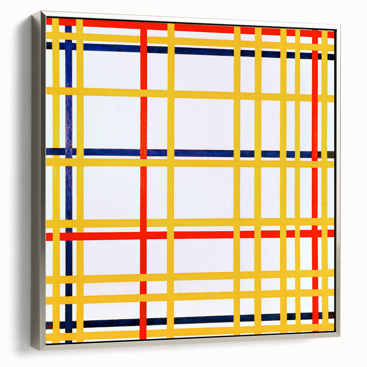 Modern Wall Art: Bold Geometric Grid Design in Primary Colors