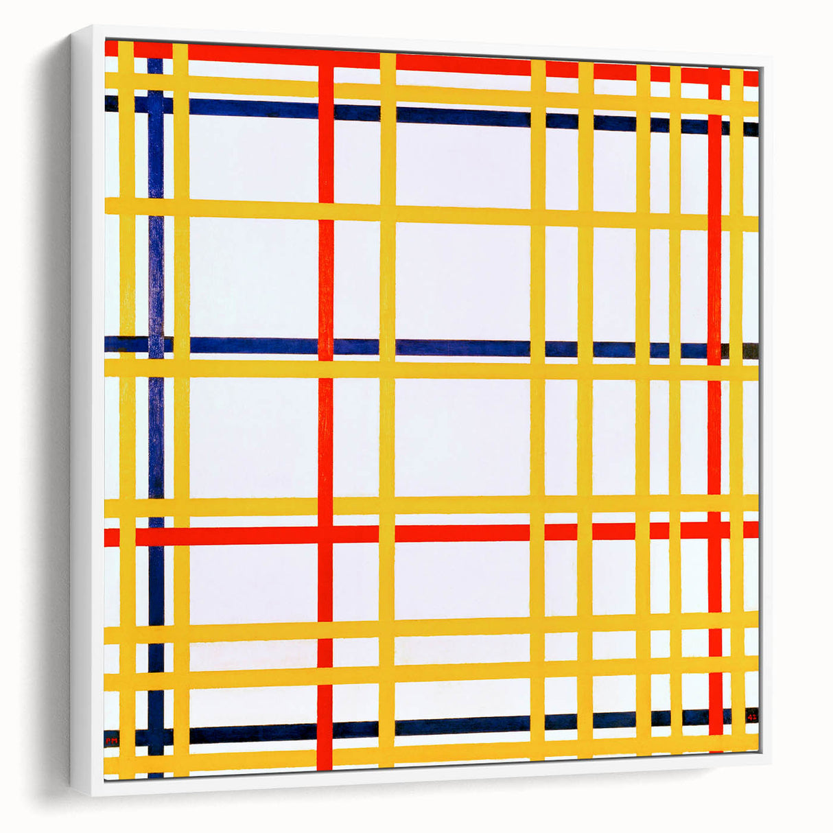 Modern Wall Art: Bold Geometric Grid Design in Primary Colors