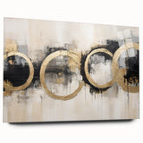 Abstract wall art design showcasing vibrant strokes in a mix of blue, yellow, and pink colors, displayed in a sleek acrylic glass frame for modern home decor.