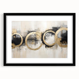 Abstract strokes wall art framed with a black mat, showcasing vibrant colors and dynamic shapes, perfect for modern home decor and artistic ambiance.