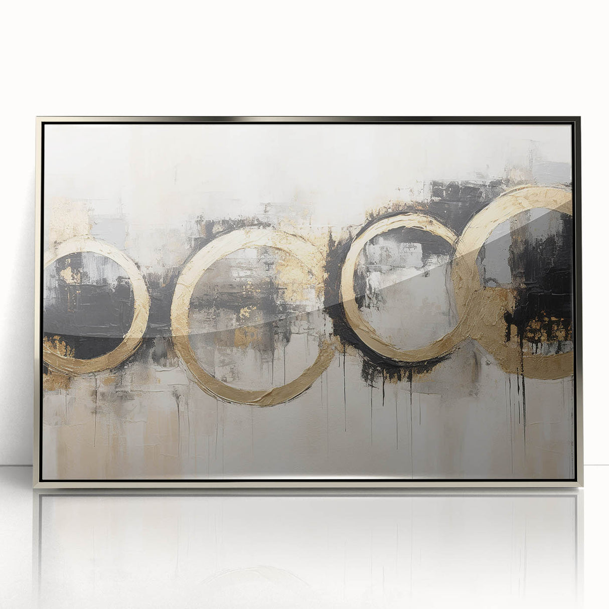 Framed abstract wall art featuring vibrant silver strokes on a sleek acrylic background, perfect for modern home decor and artistic interiors.