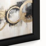 Abstract wall art featuring vibrant strokes in blue, orange, and yellow hues, elegantly framed on canvas, perfect for modern home decor.