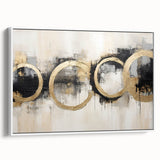 Framed canvas wall art showcasing abstract strokes in soft pastel colors, set against a white background, ideal for modern home decor. Side view highlights depth and texture.