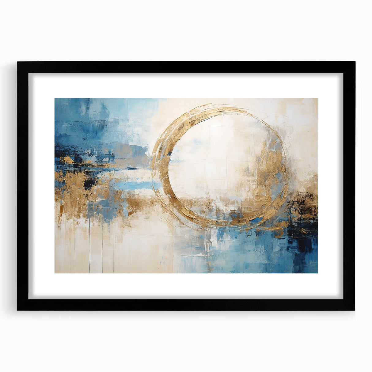 Abstract strokes wall art framed in black, showcasing a modern design with bold colors and textures, perfect for contemporary home decor. Ideal for enhancing living spaces or gallery walls.