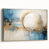 Framed canvas wall art showcasing abstract gold strokes on a textured background, emphasizing elegance and modern design, perfect for home decor.