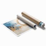 Abstract strokes wall art print showcasing vibrant colors in a dynamic composition, rolled and ready for framing, perfect for modern home decor.