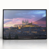 Framed acrylic artwork showcasing a picturesque landscape with a castle, featuring a sleek black frame that enhances the scene's vibrant colors and intricate details. Ideal for home decor, this piece adds elegance to any room.