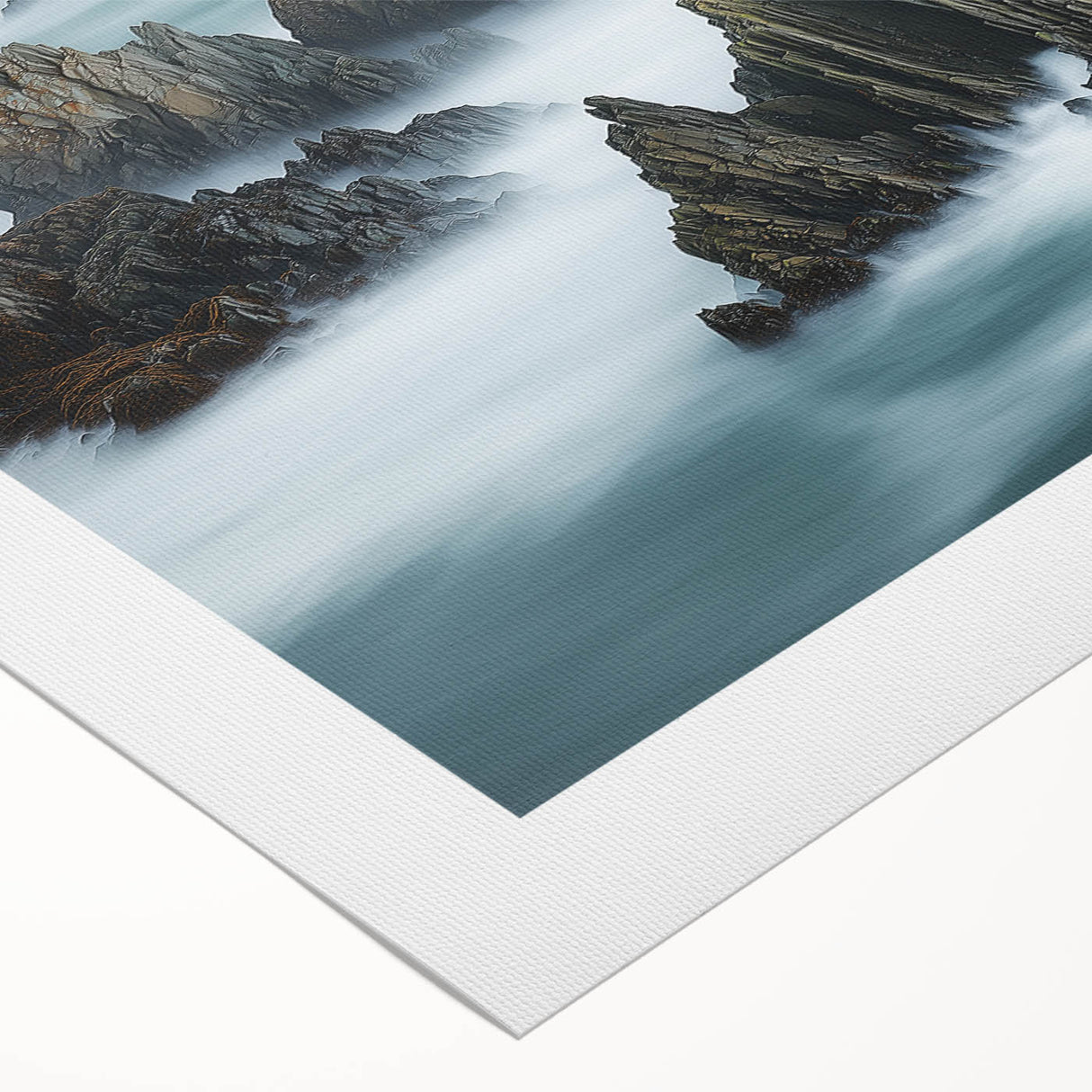 Stunning rolled canvas artwork depicting vibrant cliffs and landscapes, showcasing rich colors and intricate details, perfect for home decor or artistic display.
