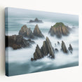 Stretched canvas artwork depicting a dramatic cliff landscape with vibrant colors and intricate textures, ideal for enhancing home decor and nature-themed spaces.