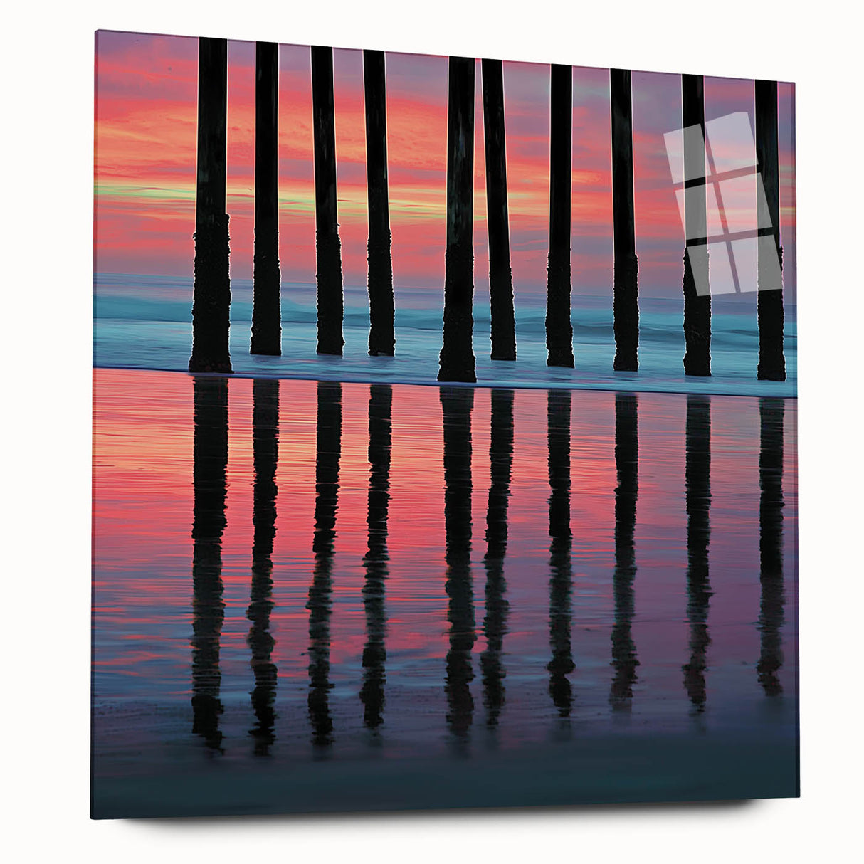 Office Canvas Prints - Vibrant Sunset Pier Reflection Art