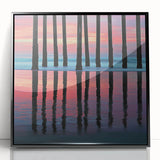 Office Canvas Prints - Vibrant Sunset Pier Reflection Art