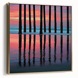 Office Canvas Prints - Vibrant Sunset Pier Reflection Art