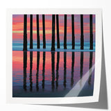 Office Canvas Prints - Vibrant Sunset Pier Reflection Art