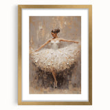 Abstract figurative wall art framed in gold with a white mat, showcasing a modern design ideal for contemporary decor. Perfect for enhancing living spaces.