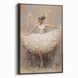 Abstract figurative wall art framed in black, showcasing dynamic shapes and vibrant colors, perfect for modern home decor, viewed from the side.