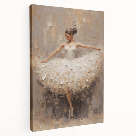 Abstract figurative wall art on stretched canvas, showcasing vibrant colors and dynamic shapes, ideal for modern home decor, viewed from the side.