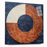 Abstract geometric acrylic glass art piece showcasing vibrant colors and intricate patterns. Side view highlights the sleek design without visible pins, perfect for modern decor.