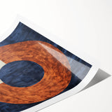 Abstract geometric rolled print showcasing vibrant blue, orange, and yellow shapes with a modern artistic design, packaged securely in a durable tube for easy transport and display. Ideal for contemporary home decor, this artwork adds a pop of color and style to any space.