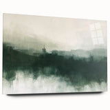 Abstract landscape wall art displayed in a sleek acrylic frame, showcasing vibrant colors and dynamic patterns. Perfect for modern home decor, this side view highlights the depth and artistic flair of the piece.