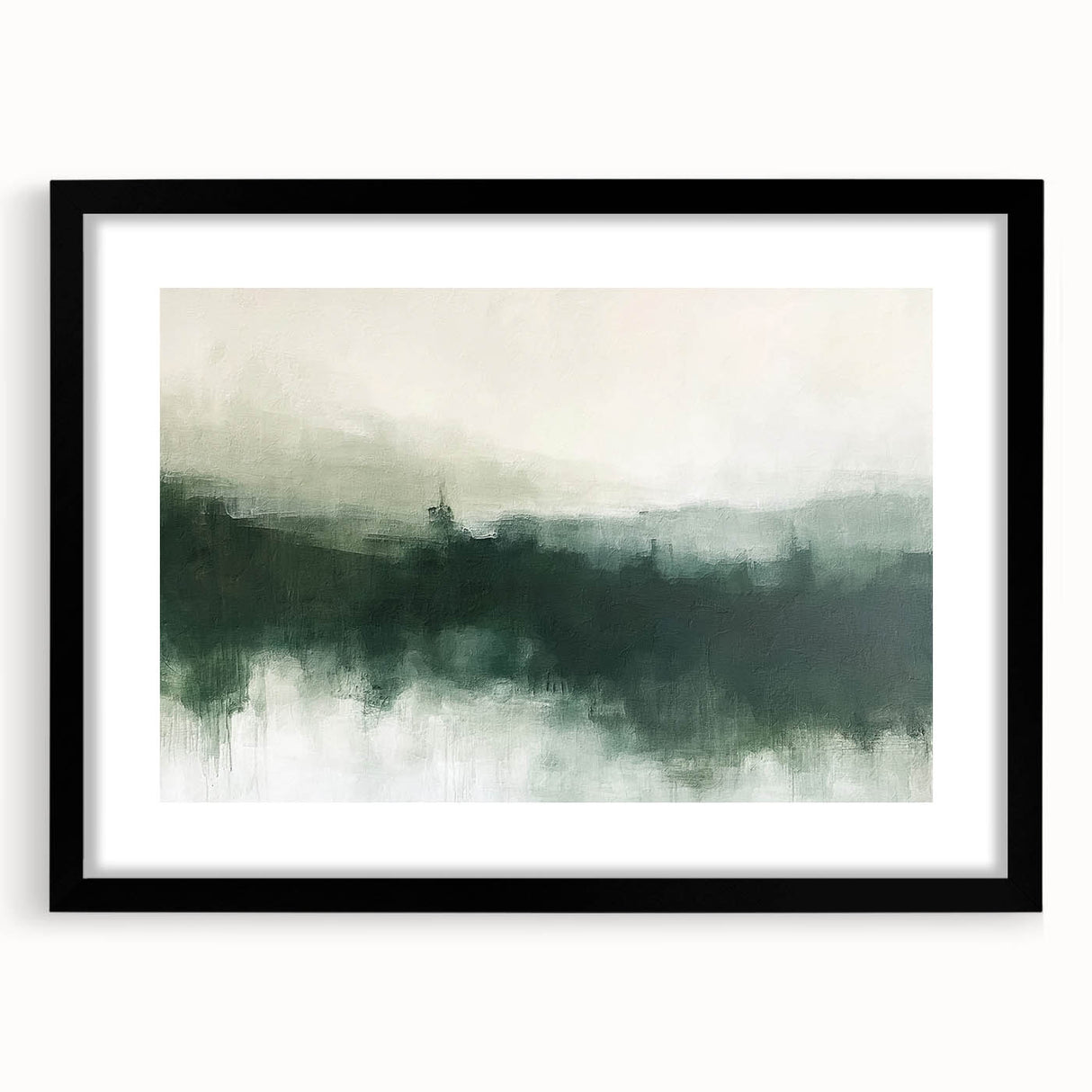 Abstract landscape wall art framed in black, featuring vibrant colors and geometric shapes, perfect for modern home decor or art enthusiasts.